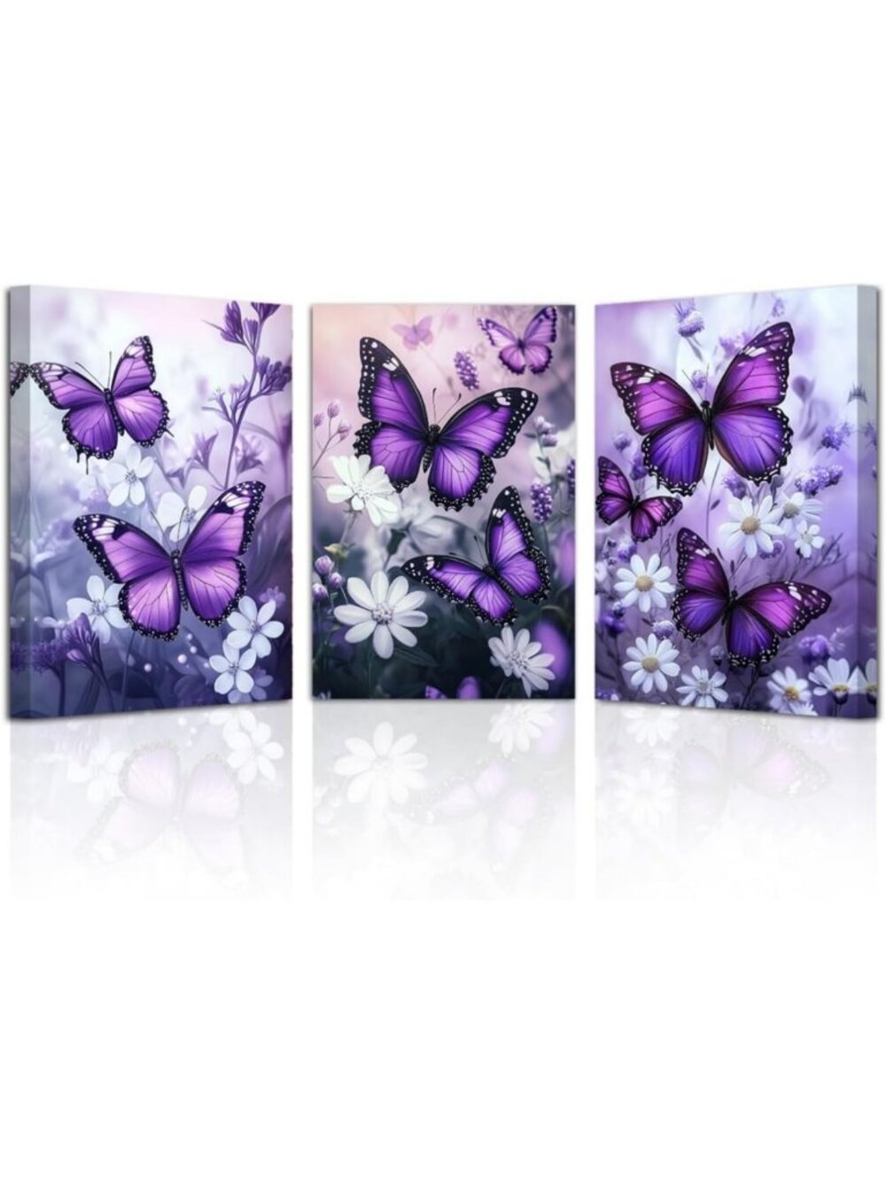 Butterfly Canvas Wall Art Set - 3 Piece Framed Prints for Girls' Room Decor